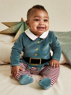 JoJo Maman Bébé Baby Elf Sleepsuit & Hat Set, Red - view 2, Red