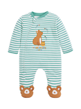 JoJo Maman Bébé Baby Cotton Bear Zip Sleepsuit, Green