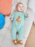 JoJo Maman Bébé Baby Cotton Bear Zip Sleepsuit, Green