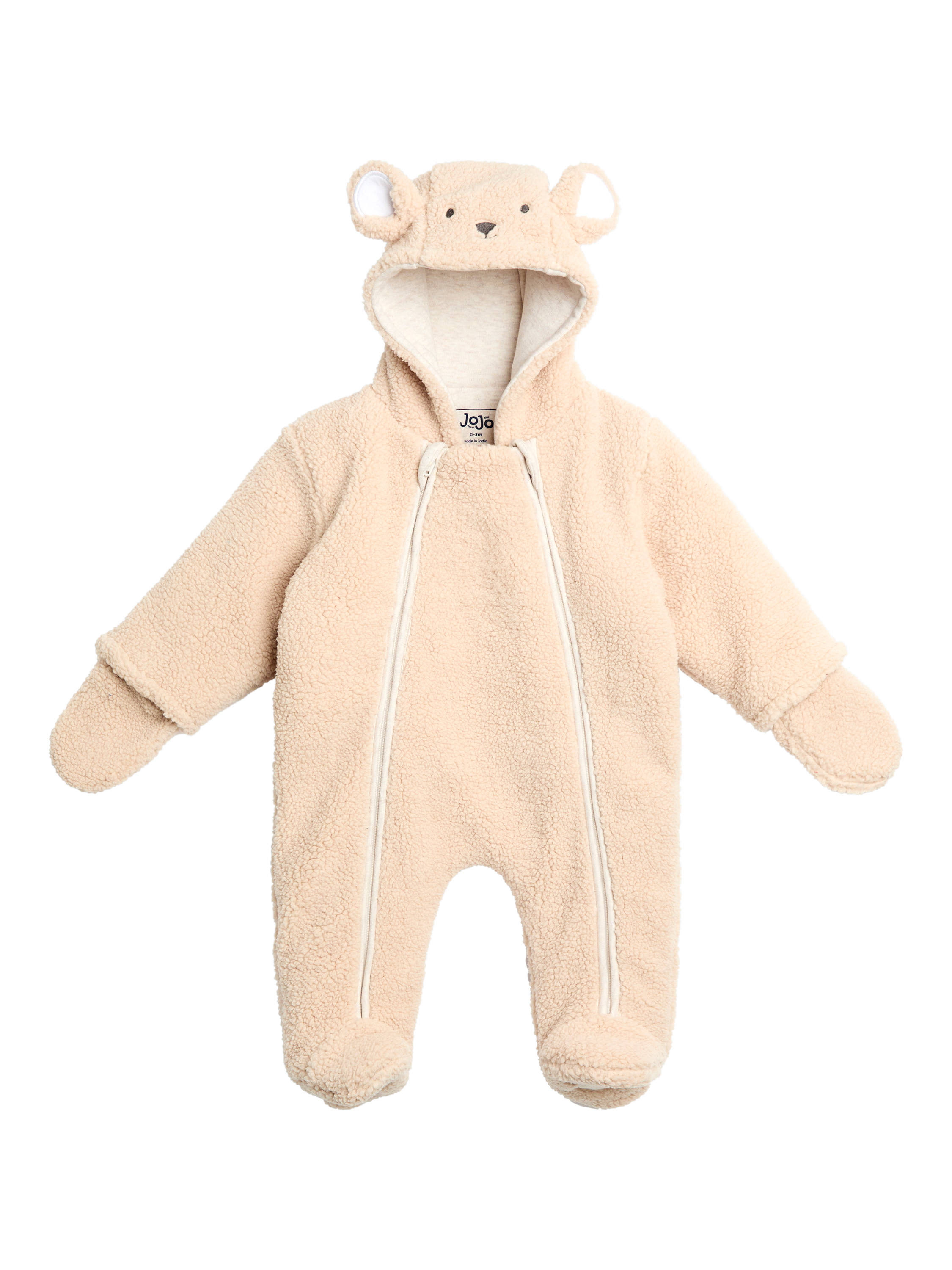 Product image 3 of 4, which shows JoJo Maman Bébé Baby Borg Bear Pramsuit, Brown, Newborn