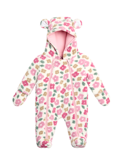JoJo Maman Bébé Baby Flower Borg Pramsuit, Pink, Pink