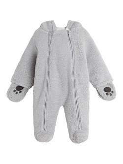 JoJo Maman Bébé Baby Koala Borg Pramsuit, Grey, Grey