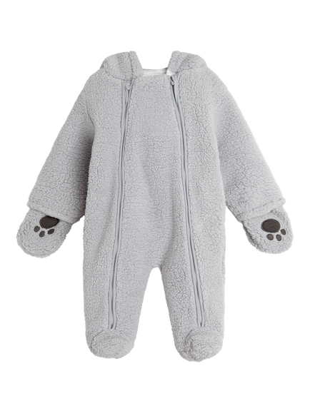 JoJo Maman Bébé Baby Koala Borg Pramsuit, Grey, Grey