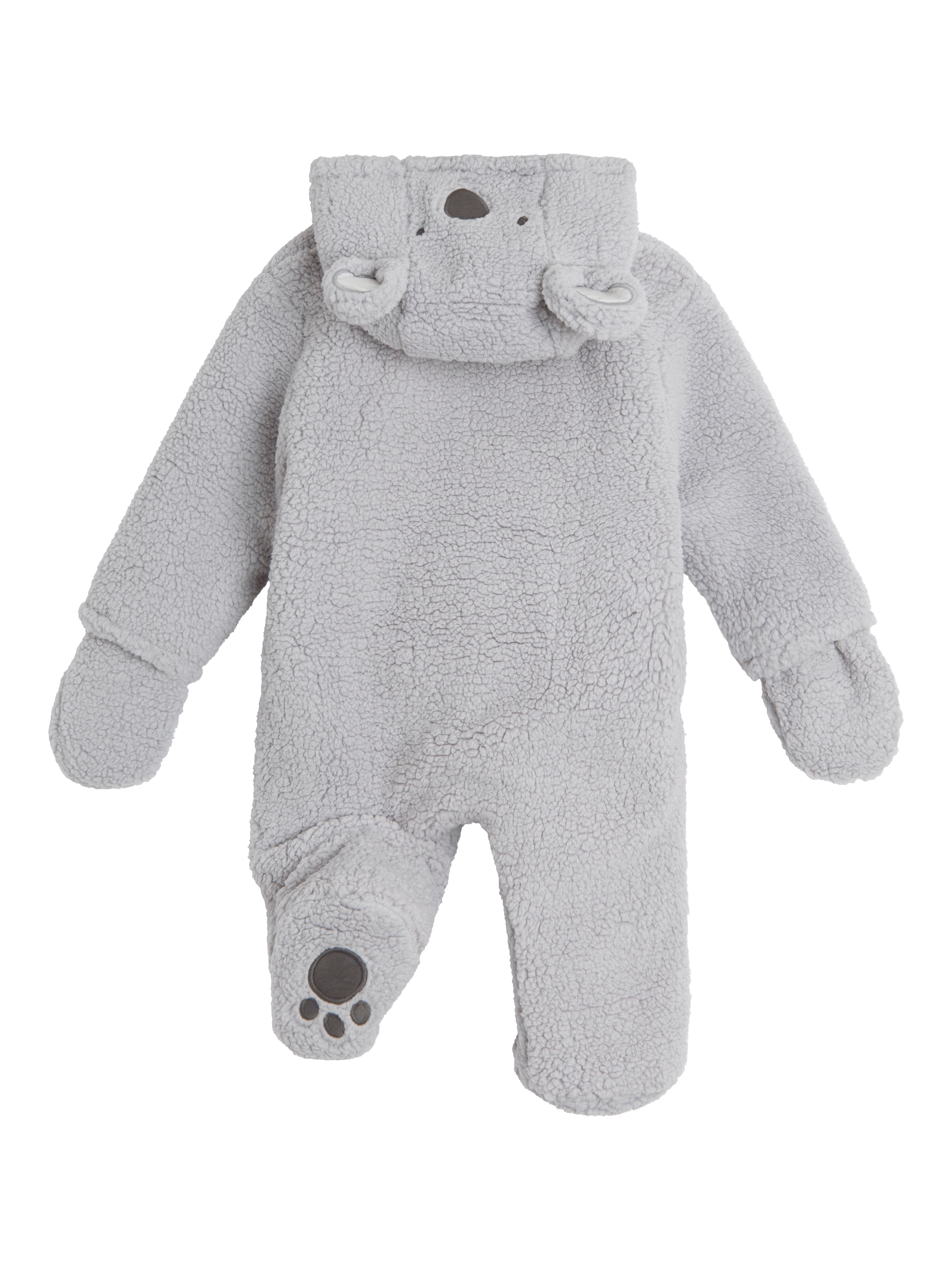 Product image 2 of 5, which shows JoJo Maman Bébé Baby Koala Borg Pramsuit, Grey, Newborn