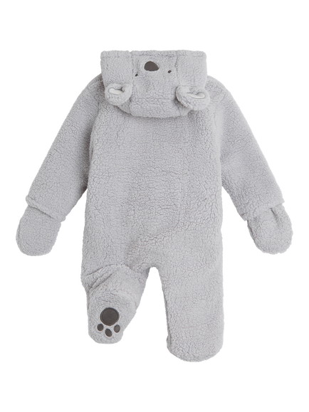 JoJo Maman Bébé Baby Koala Borg Pramsuit, Grey - view 2, Grey