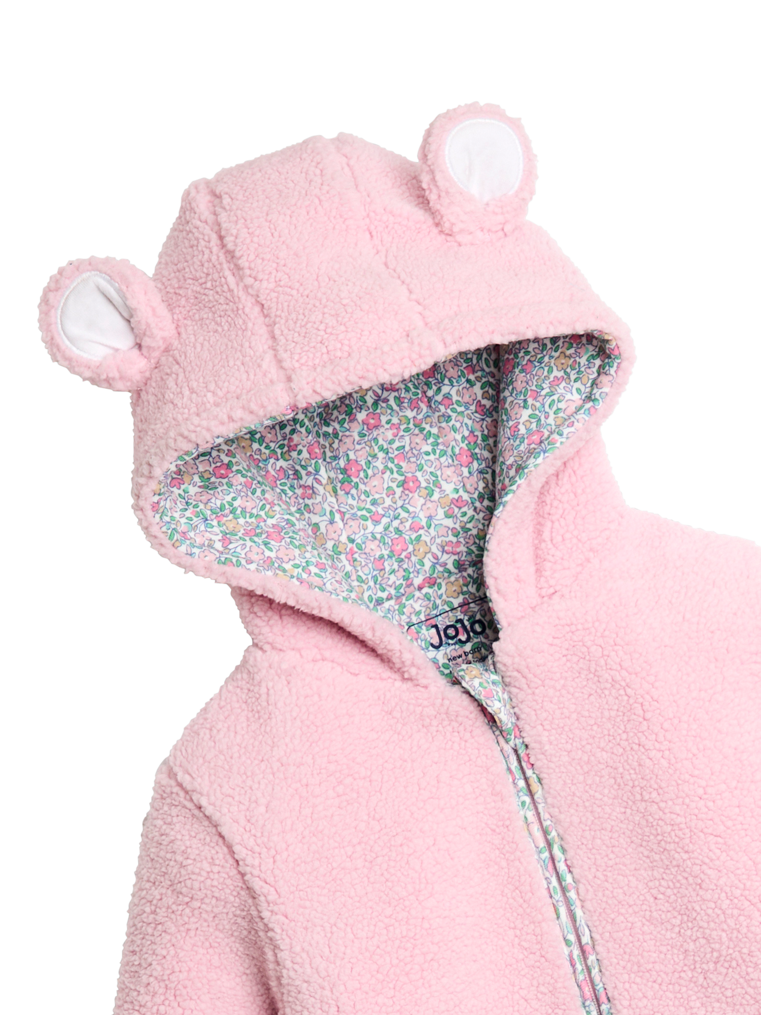 Product image 4 of 5, which shows JoJo Maman Bébé Baby Borg Mouse Pramsuit, Pink, Newborn