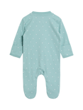 JoJo Maman Bébé Baby Cotton Footed Giraffe Popper Sleepsuit, Duck Egg