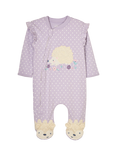 JoJo Maman Bébé Baby Cotton Hedgehog Sleepsuit, Lilac