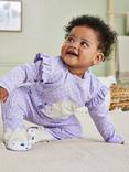 JoJo Maman Bébé Baby Cotton Hedgehog Sleepsuit, Lilac