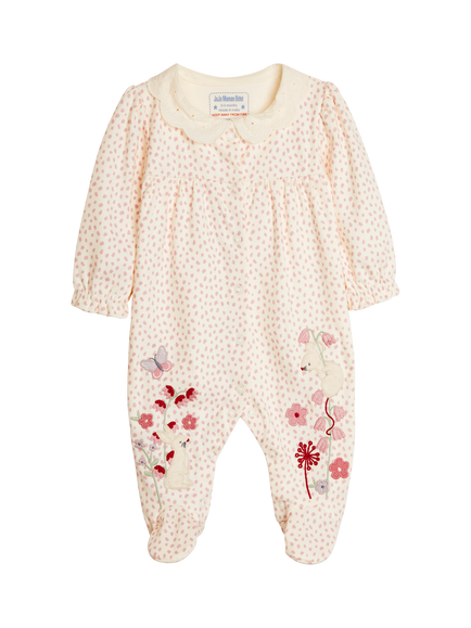 JoJo Maman Bébé Baby Cotton Mouse Sleepsuit, Pink, Pink
