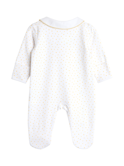 JoJo Maman Bébé Baby Cotton Welcome Duck Embroidery Sleepsuit, White - view 2, White