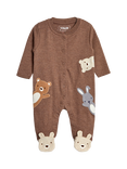 JoJo Maman Bébé Baby Cotton Woodland Sleepsuit, Brown