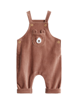 JoJo Maman Bébé Baby Cotton Blend Bear Dungaree Set,, Brown - view 2, Brown