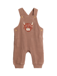 JoJo Maman Bébé Baby Cotton Highland Cow Dungaree Set, Brown