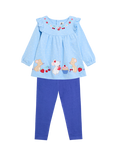 JoJo Maman Bébé Kids' Cotton Mouse Tunic and Leggings Set, Blue