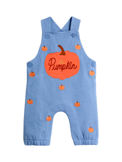 JoJo Maman Bébé Baby Cotton Pumpkin Dungaree Set, Denim - view 2, Denim