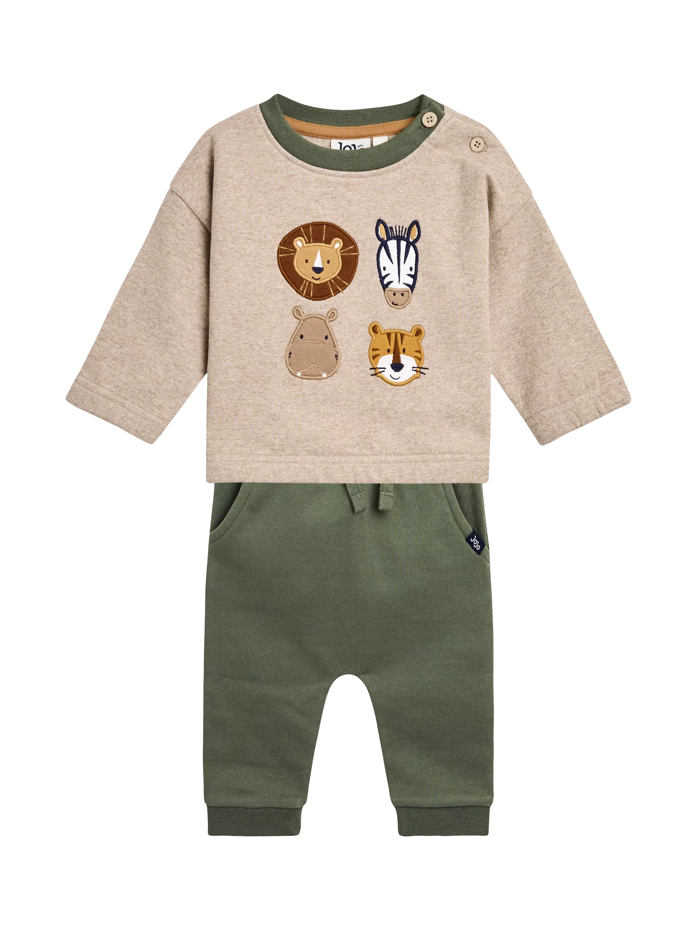 JoJo Maman Bébé Baby Cotton Sweatshirt and Jogger Set, Green