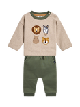 JoJo Maman Bébé Baby Cotton Sweatshirt and Jogger Set, Green