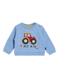 JoJo Maman Bébé Kids' Cotton Tractor Sweatshirt and Joggers Set, Blue