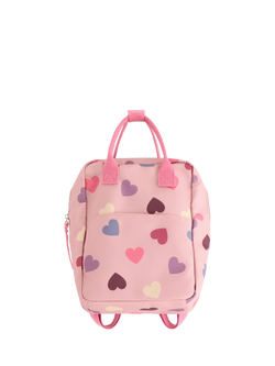 Lindex Kids' Canvas Hear Print Backpack, Pink, Pink