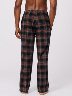 Aubin Edward Check Cotton Lounge Trousers, Black/Red Check - view 2, Black/Red Check