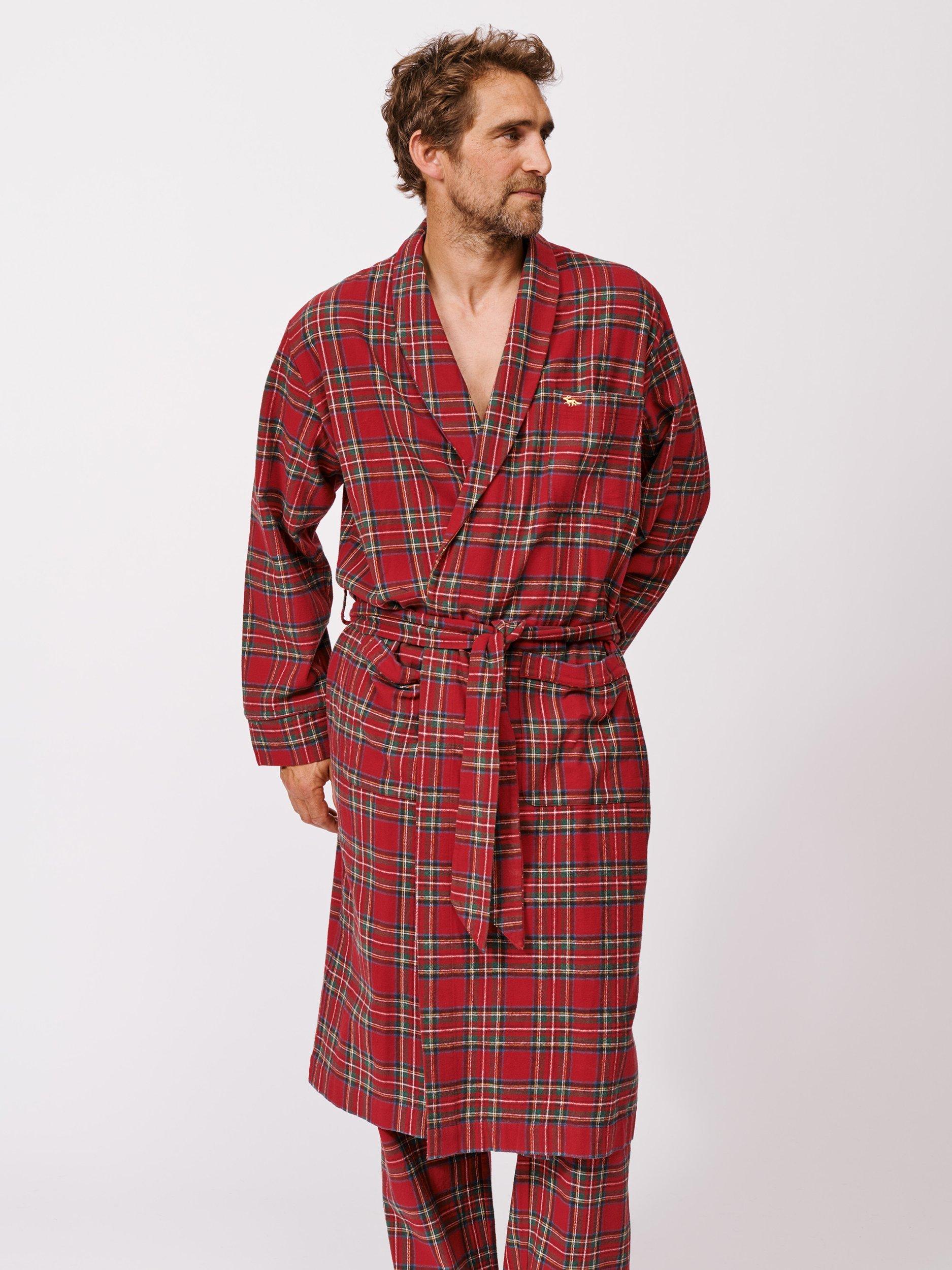 Aubin Rupert Check Flannel Dressing Gown, Red