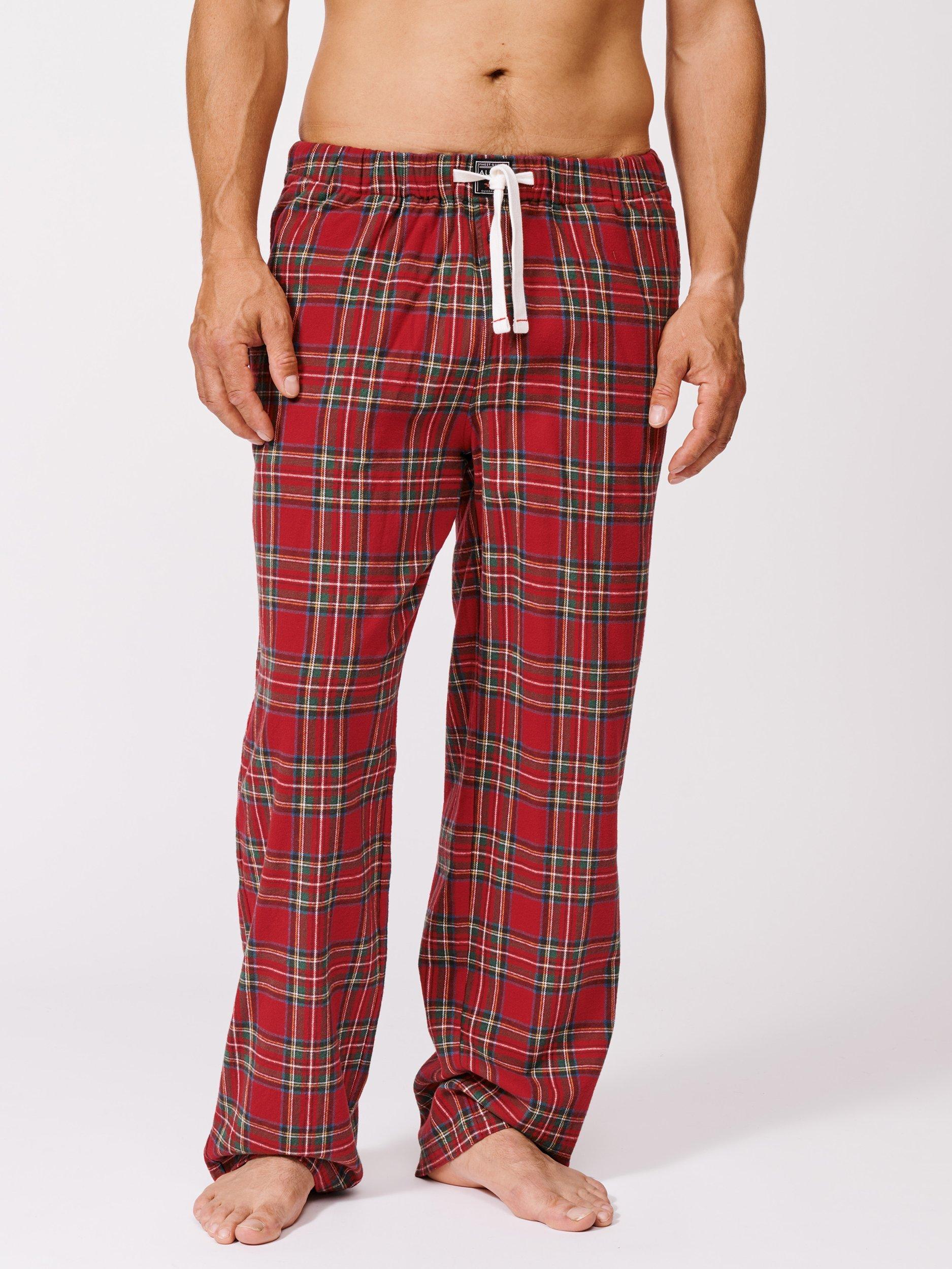 Product image 1 of 4, which shows Aubin Edward Check Cotton Lounge Trousers, Red Check, S