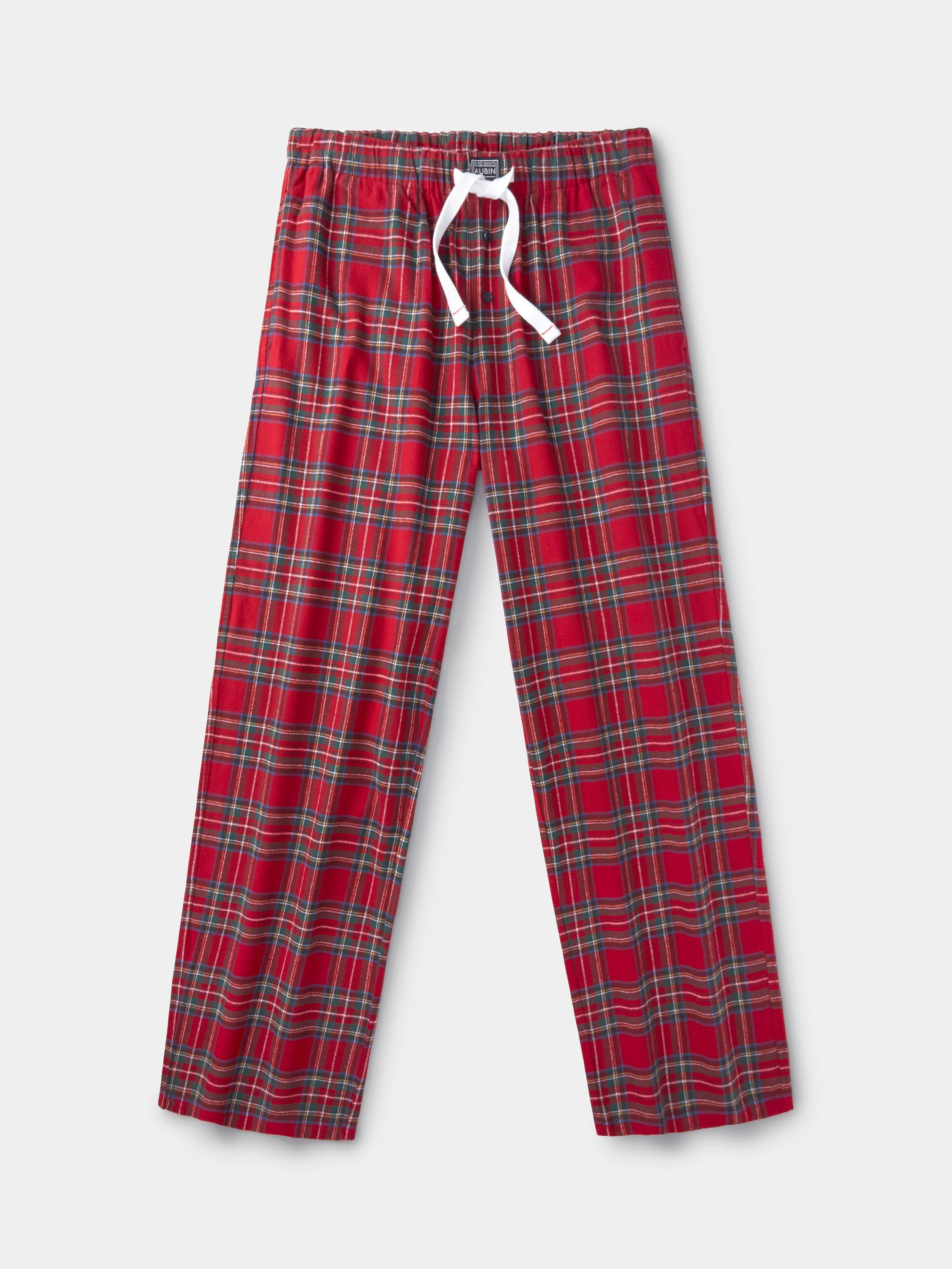 Product image 3 of 4, which shows Aubin Edward Check Cotton Lounge Trousers, Red Check, S