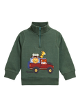 JoJo Maman Bébé Kids' Cotton Safari Half-Zip Sweatshirt, Khaki
