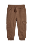 JoJo Maman Bébé Kids' Cotton Cargo Joggers, Pack of 2, Tan