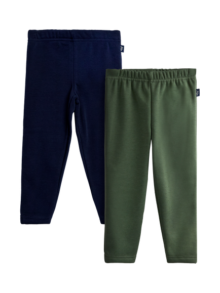JoJo Maman Bébé Kids' Fleece Lined Leggings, Pack of 2, Khaki, Khaki