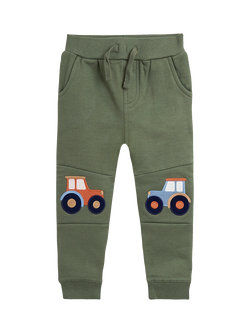JoJo Maman Bébé Kids' Cotton Tractor Joggers, Pack of 2, Khaki - view 2, Khaki