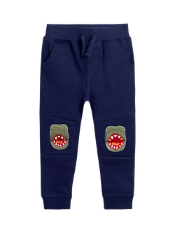 JoJo Maman Bébé Kids' Cotton T-Rex Joggers, Pack of 2, Navy - view 2, Navy