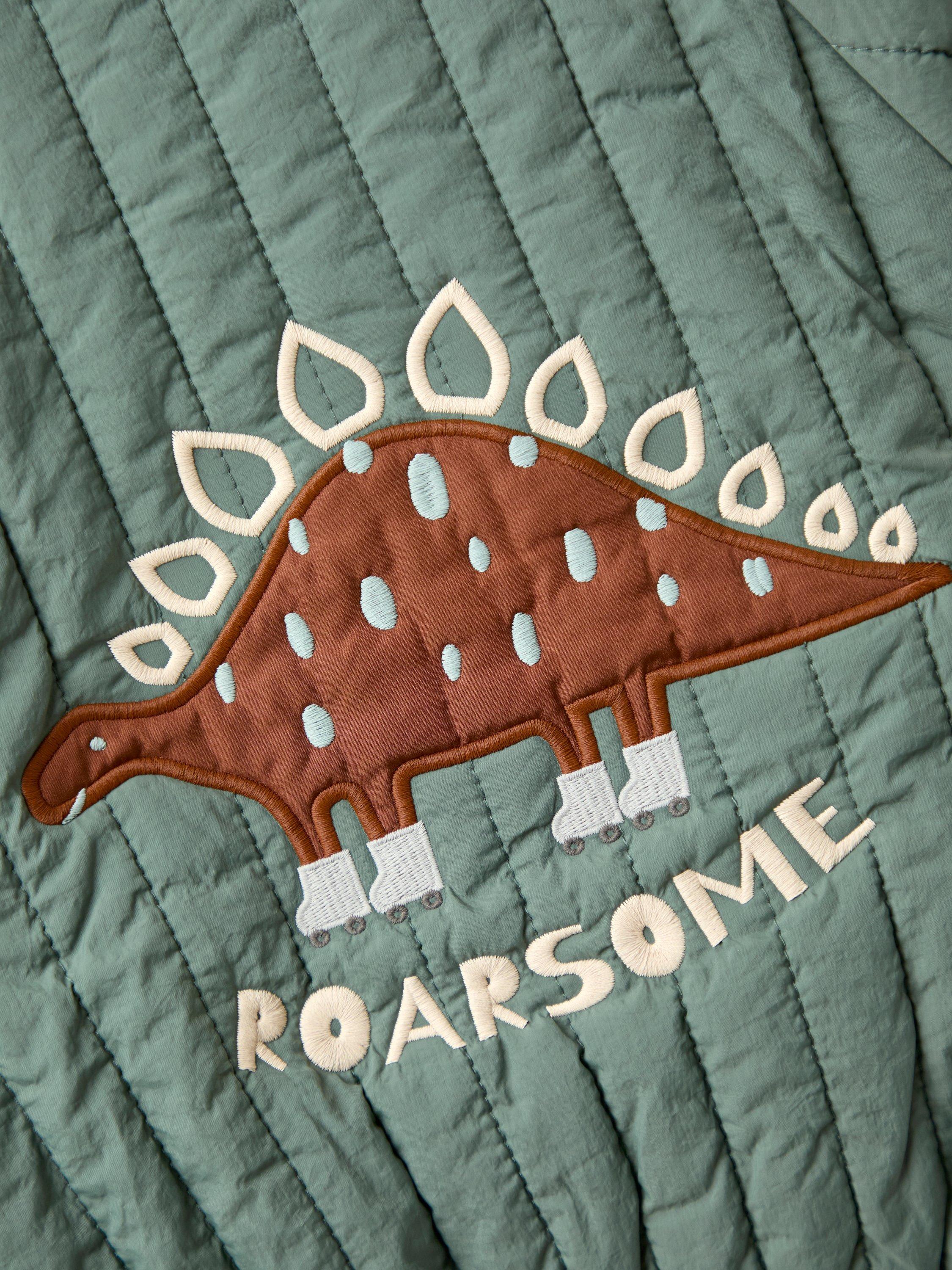 Product image 5 of 5, which shows JoJo Maman Bébé Kids' Quilted Dino Bomber Jacket, Khaki, 6-12 months