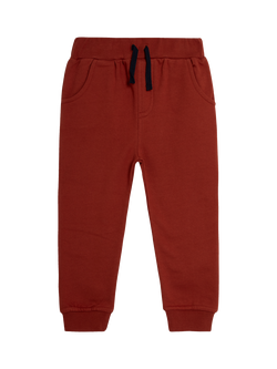 JoJo Maman Bébé Kids' Cotton Drawstring Joggers, Pack of 2, Rust - view 2, Rust