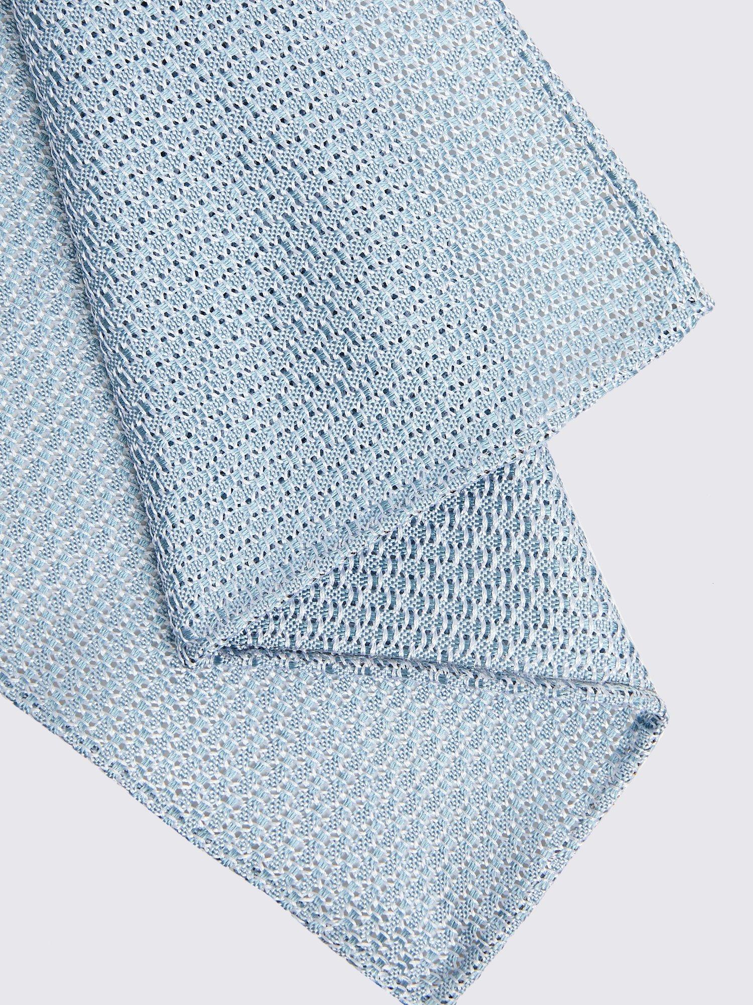 Product image 2 of 2, which shows Moss Textured Weave Silk Pocket Square, Blue