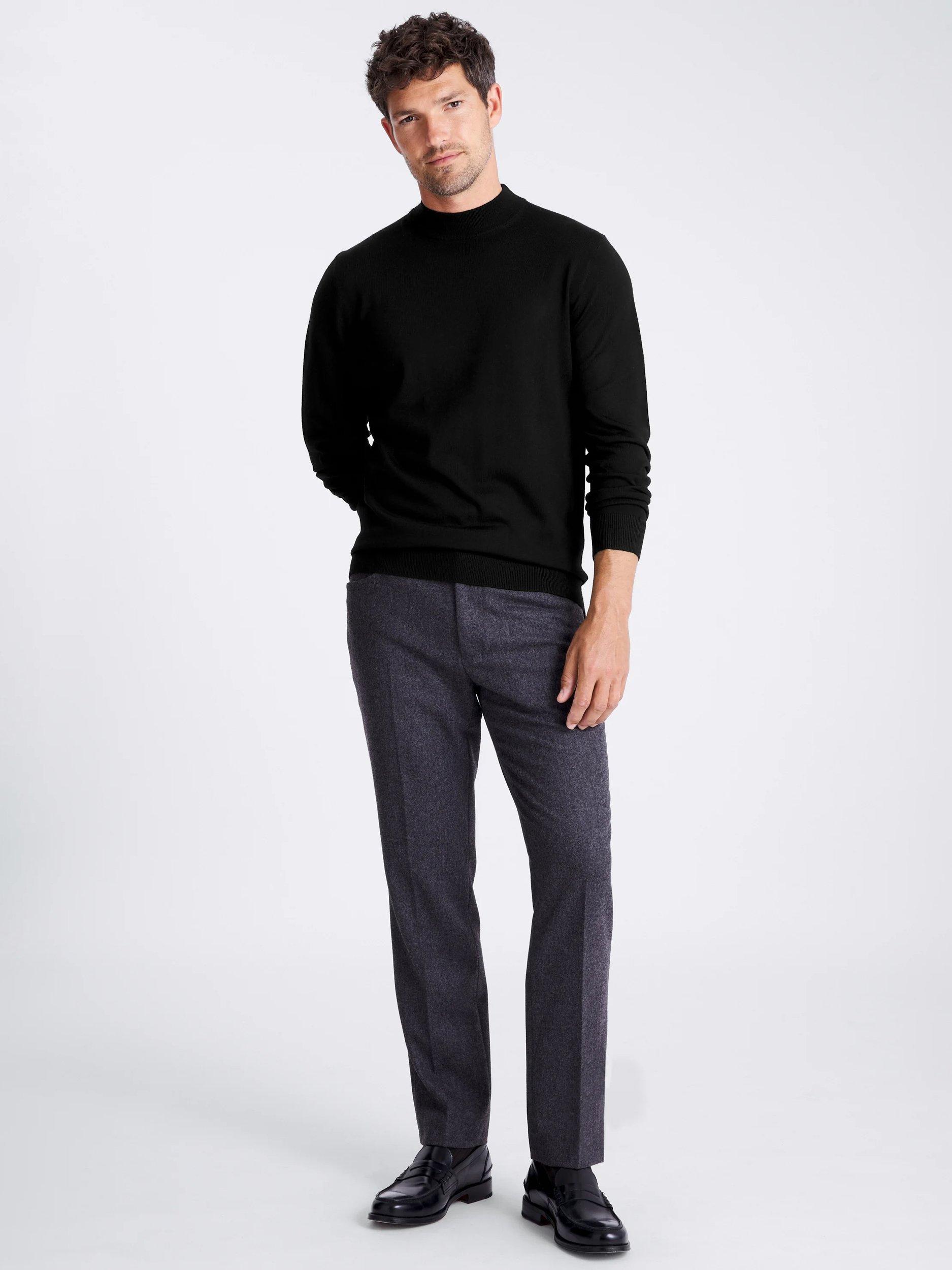 Product image 2 of 5, which shows Moss Cerise Merino Wool Blend High Neck Jumper, Black, S