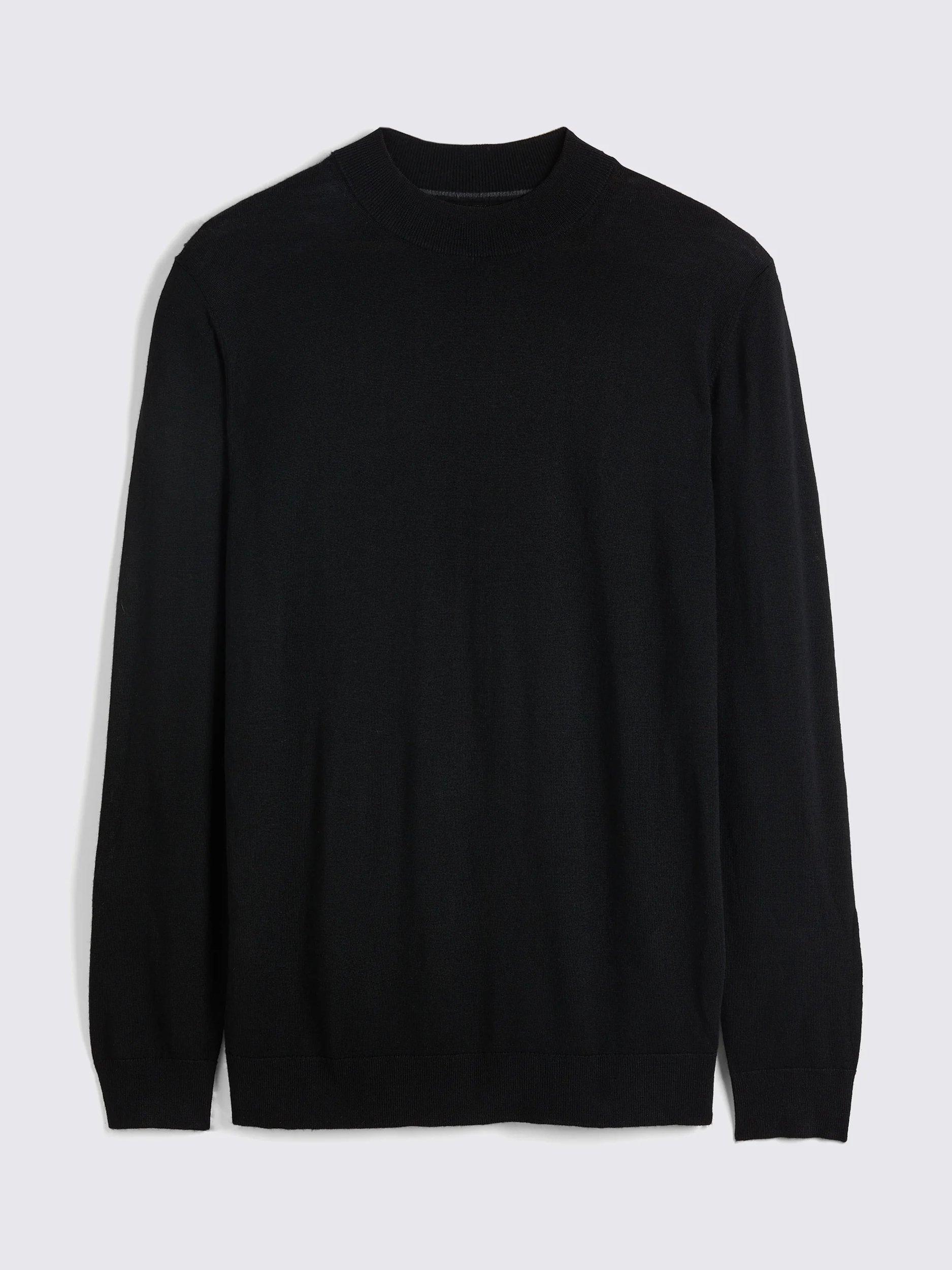 Product image 4 of 5, which shows Moss Cerise Merino Wool Blend High Neck Jumper, Black, S