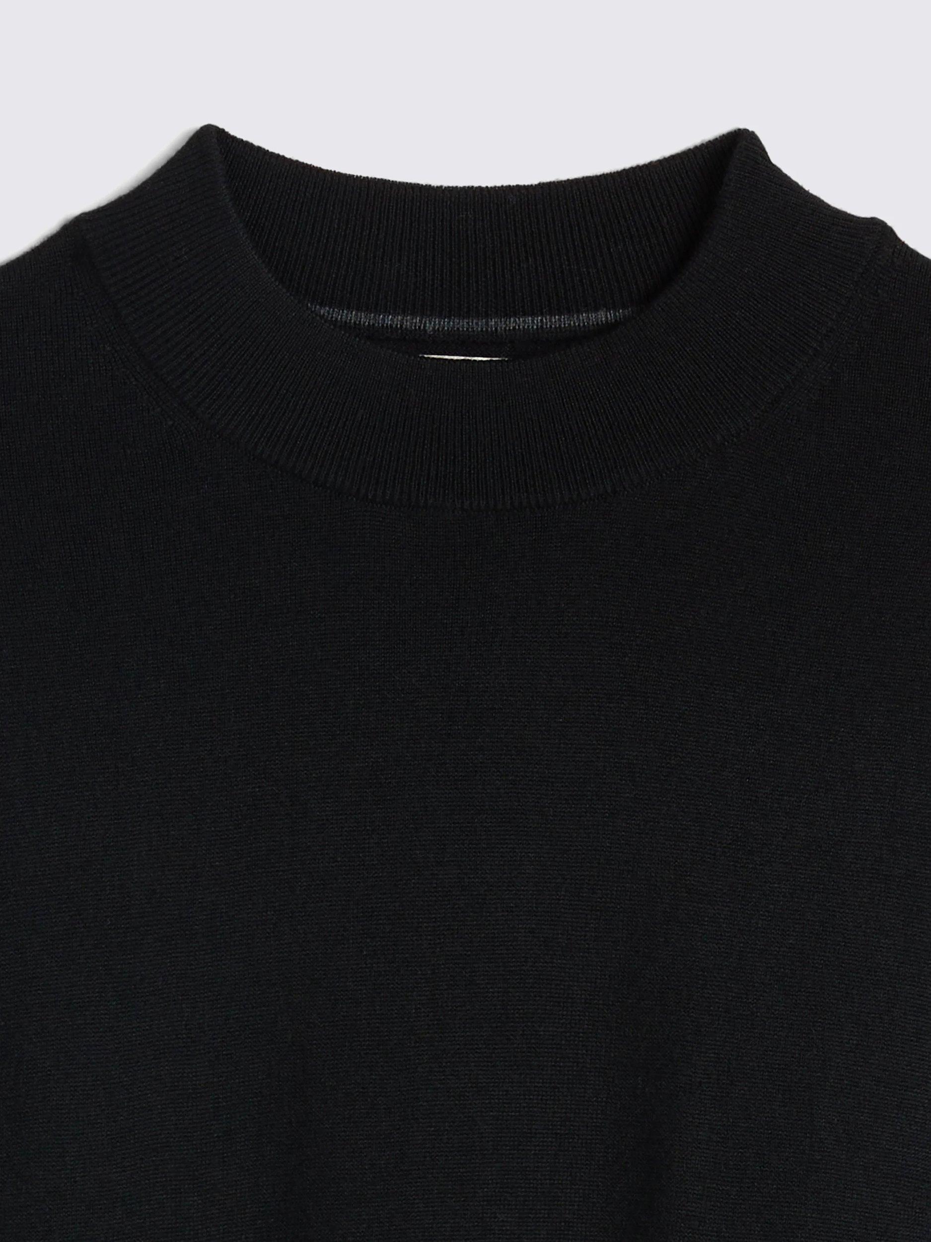 Product image 5 of 5, which shows Moss Cerise Merino Wool Blend High Neck Jumper, Black, S