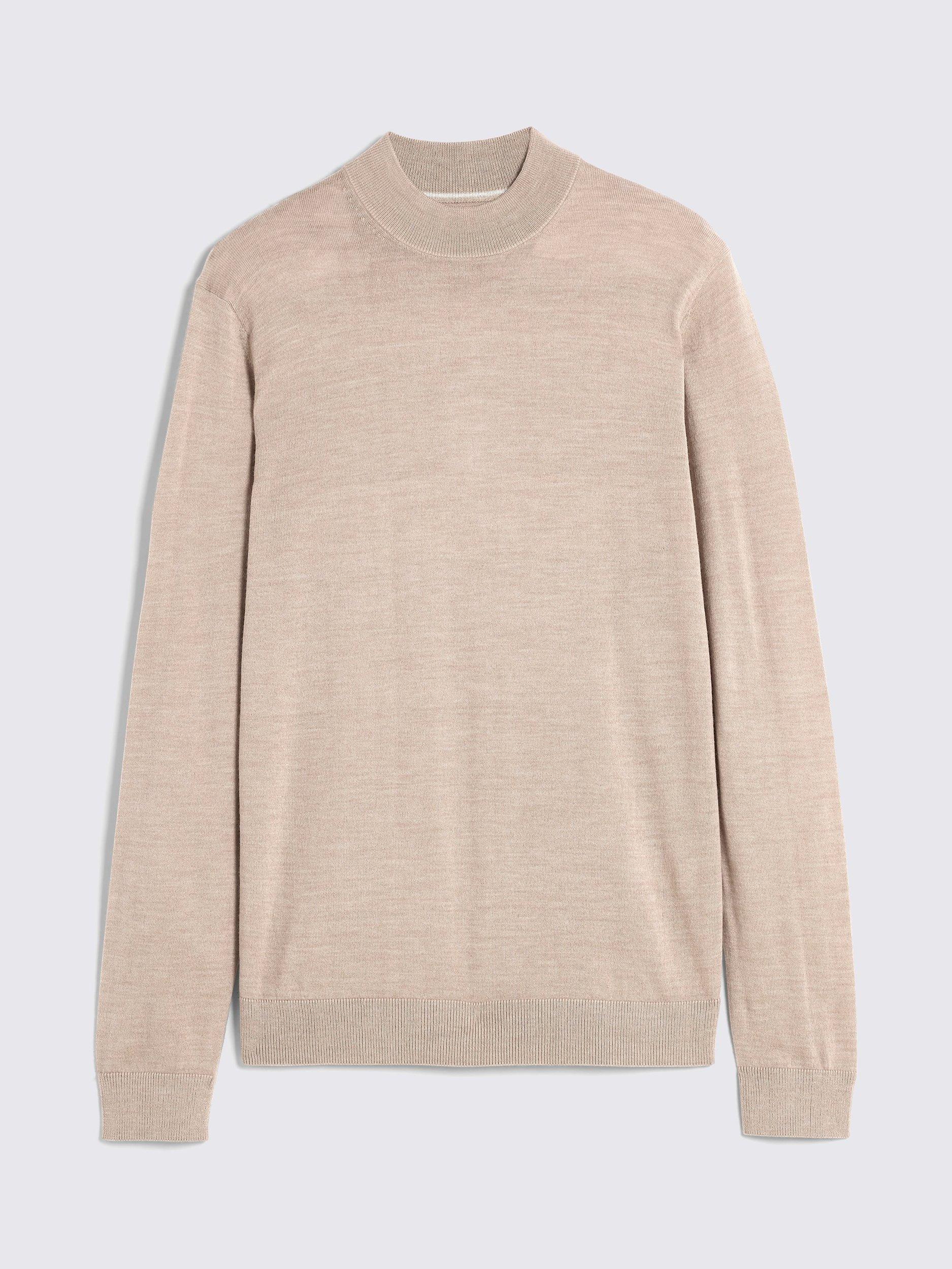 Product image 4 of 5, which shows Moss Cerise Merino Wool Blend High Neck Jumper, Camel, S