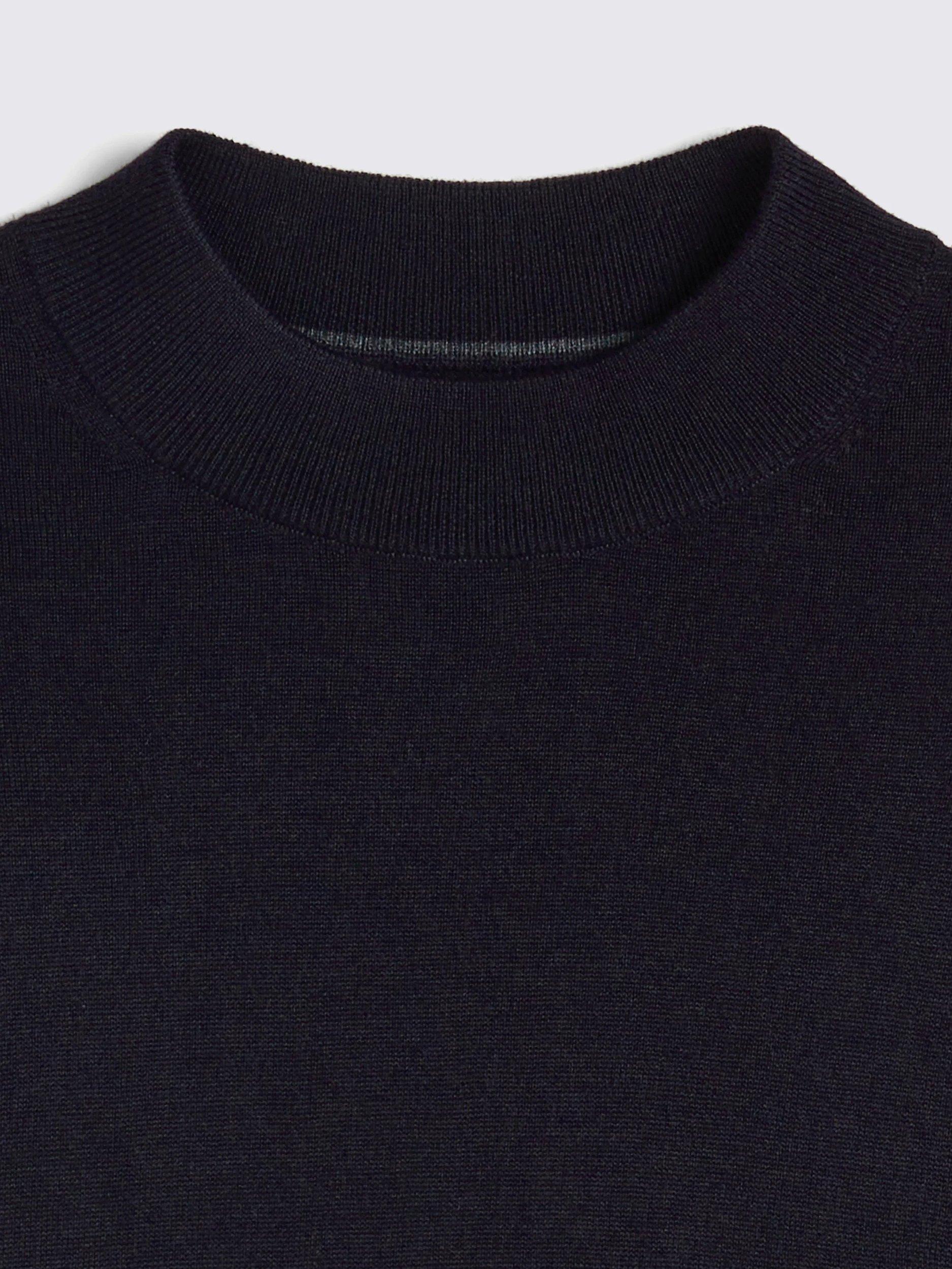 Product image 5 of 5, which shows Moss Cerise Merino Wool Blend High Neck Jumper, Navy, S