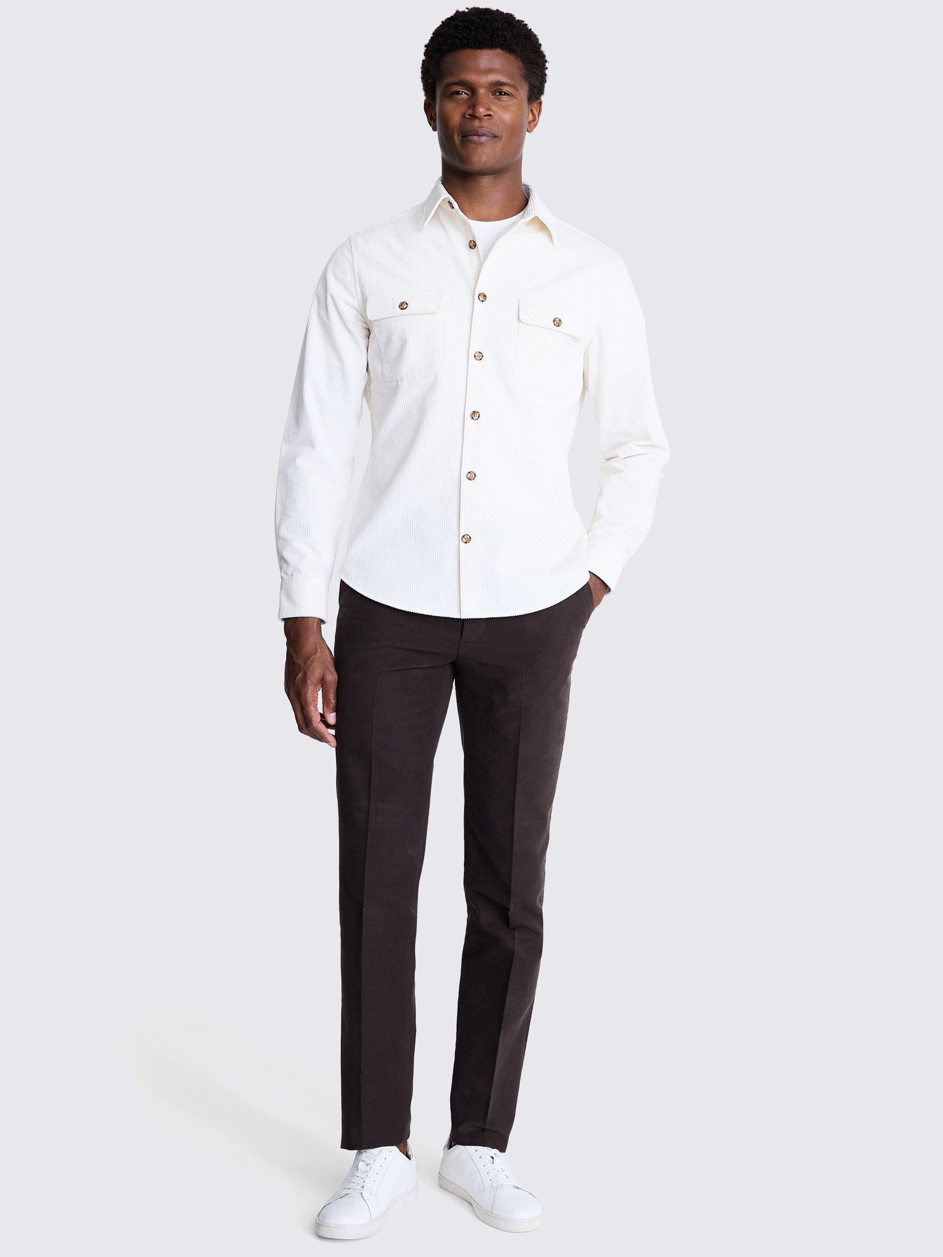 Product image 3 of 5, which shows Moss Corduroy Long Sleeve Overshirt, Beige, S
