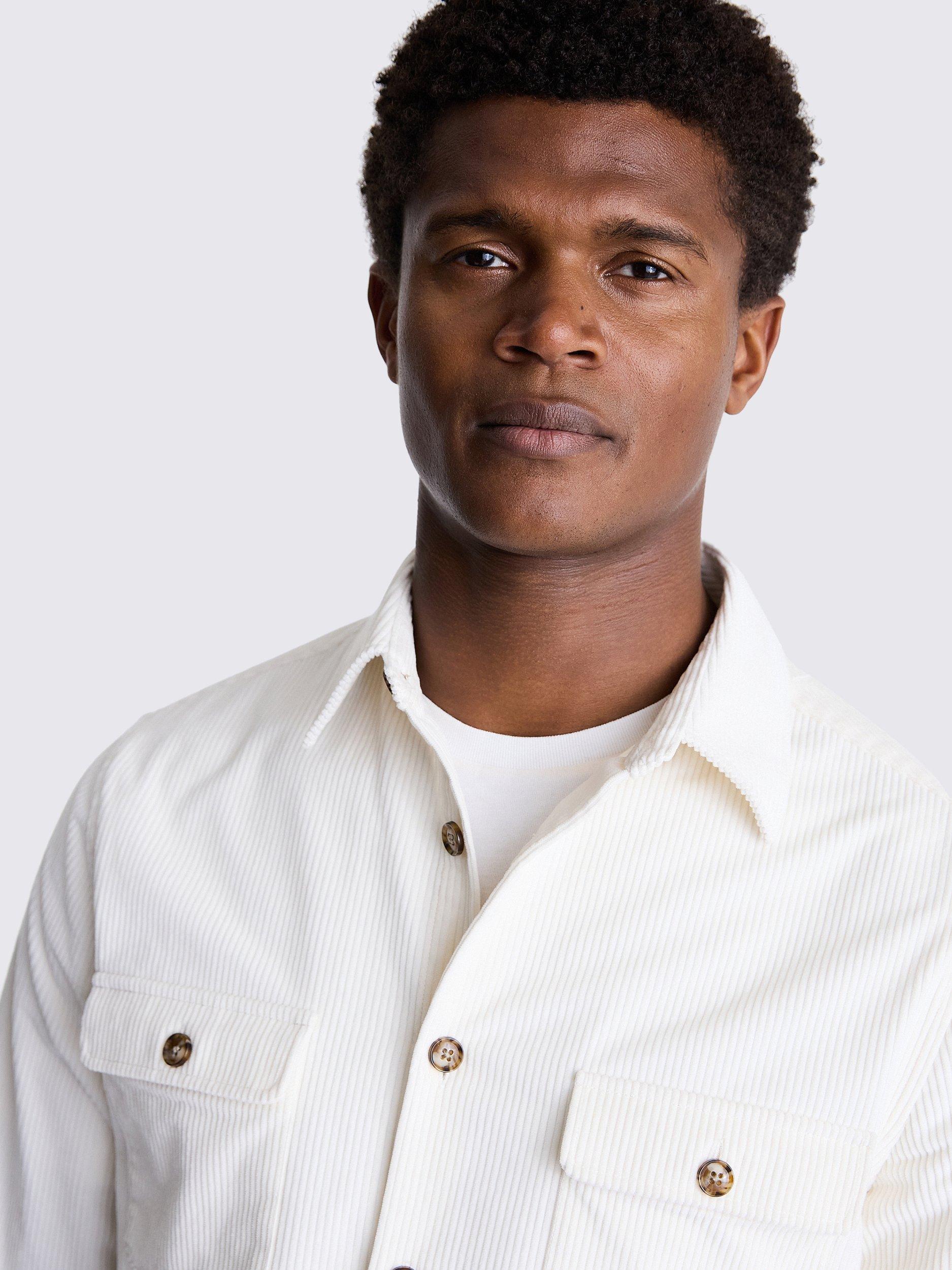 Product image 4 of 5, which shows Moss Corduroy Long Sleeve Overshirt, Beige, S