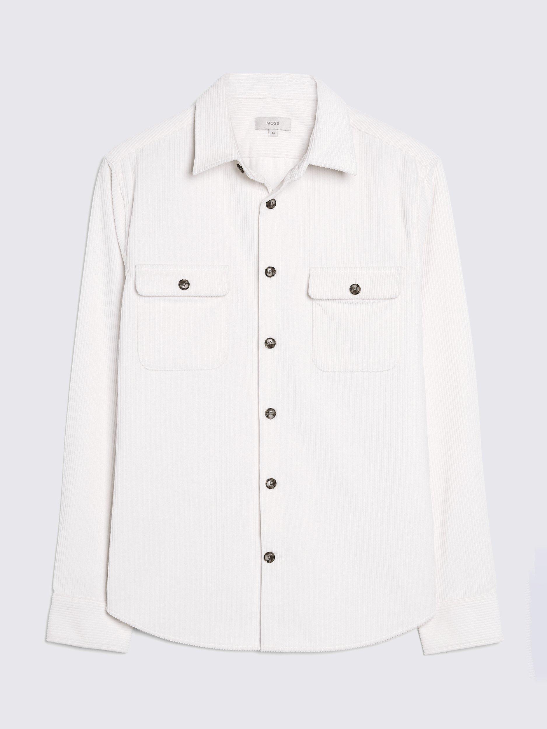Product image 5 of 5, which shows Moss Corduroy Long Sleeve Overshirt, Beige, S