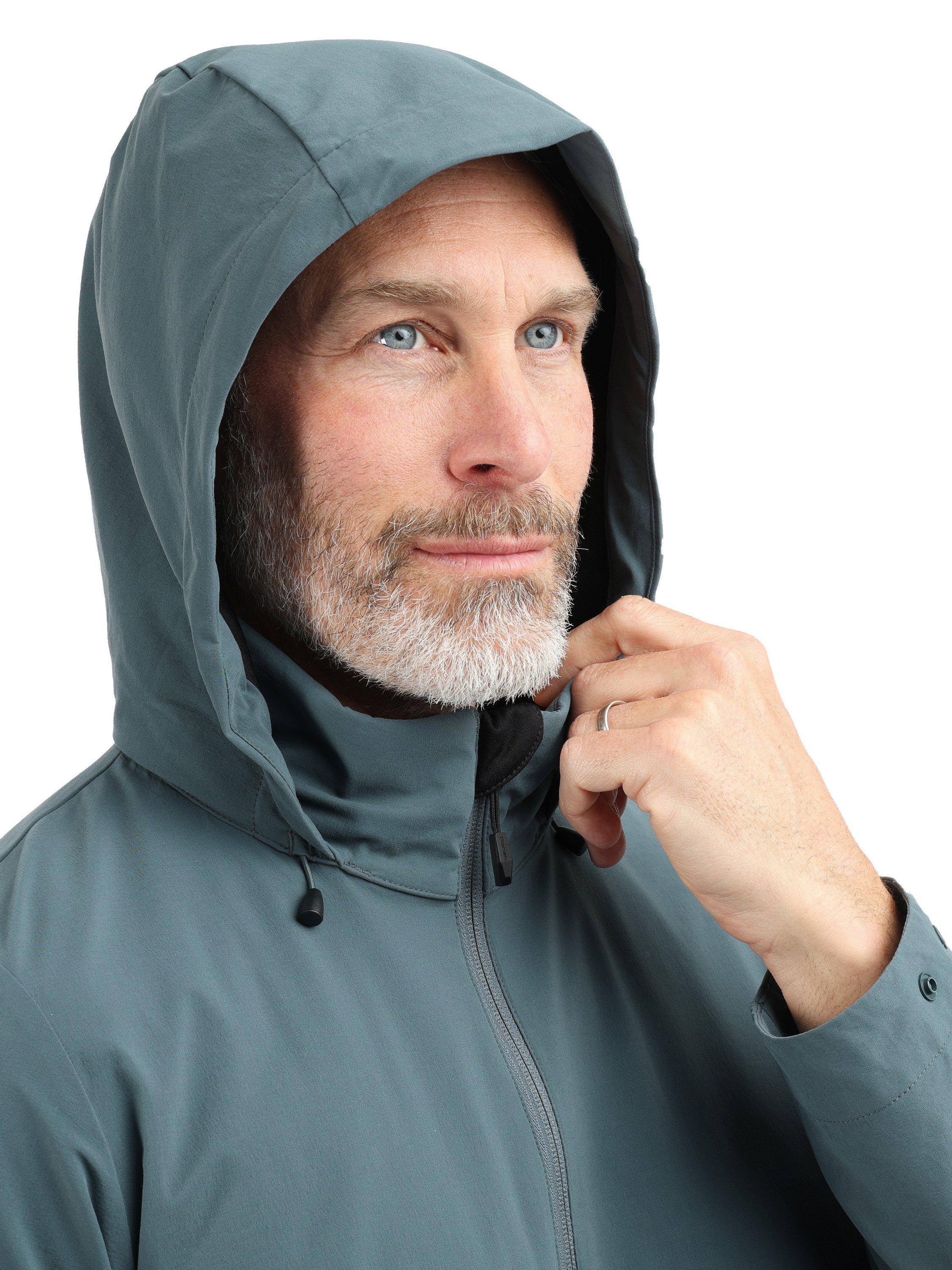 Product image 9 of 10, which shows Rohan Men's Fairway Packable Hood Waterproof Jacket, Slate Grey, S