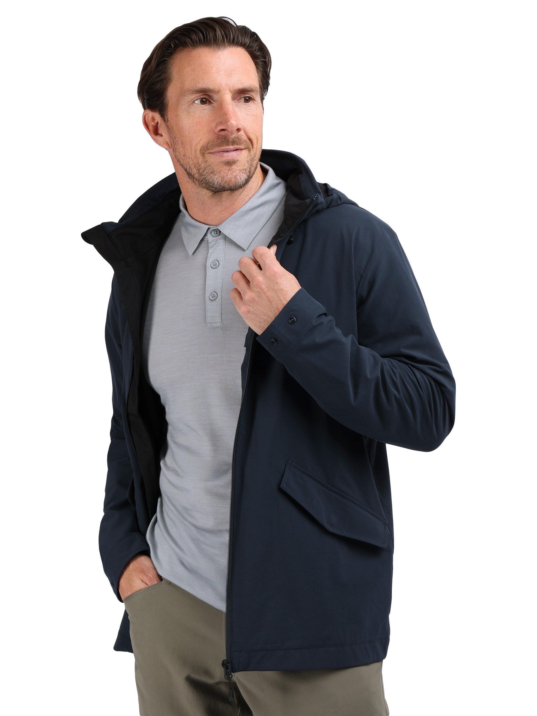 Product image 5 of 10, which shows Rohan Men's Fairway Packable Hood Waterproof Jacket, True Navy, S