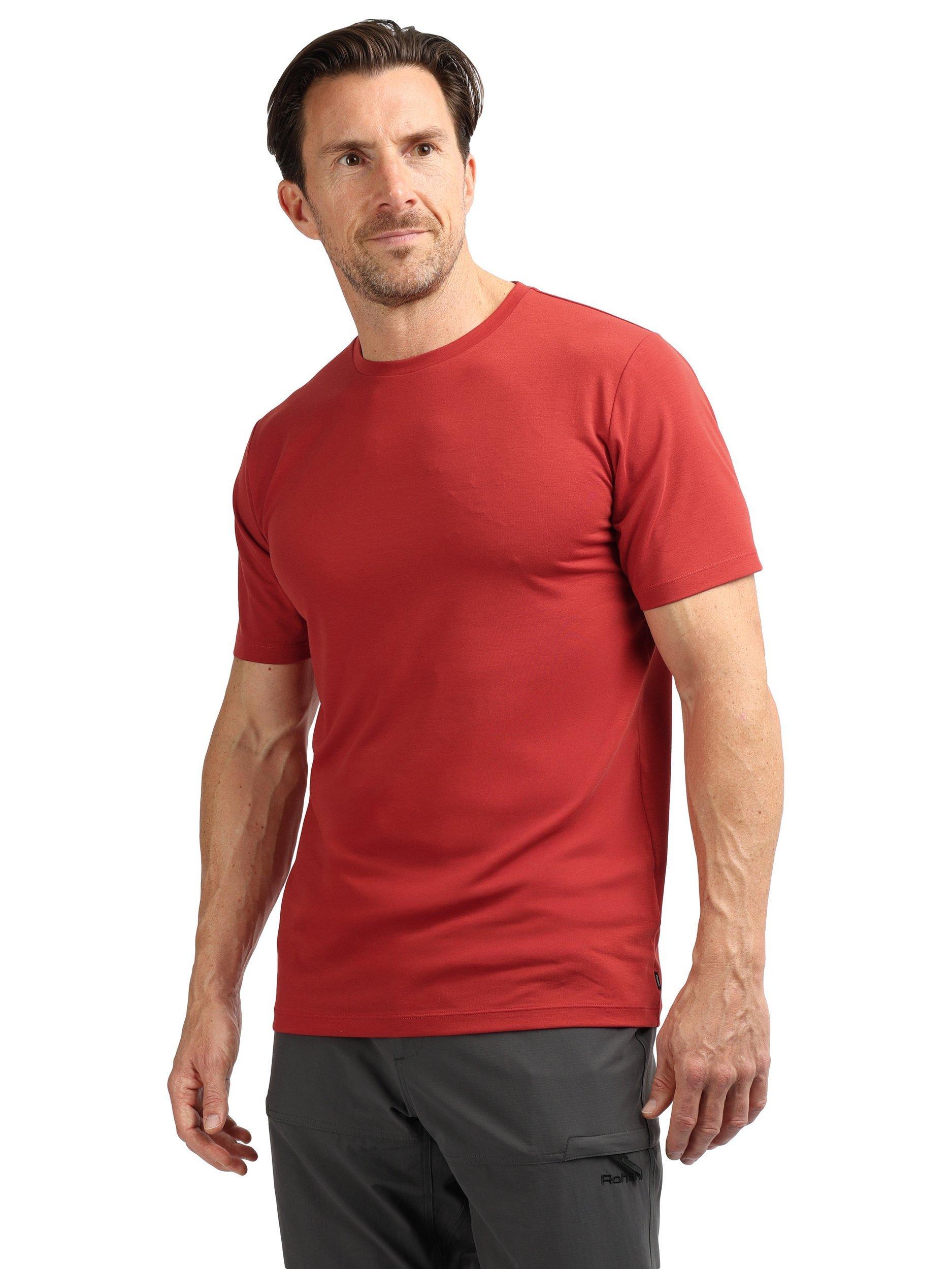 Product image 1 of 5, which shows Rohan Men's Global Short Sleeve Sports T-Shirt, Lava Red, S