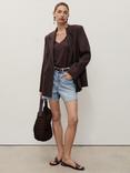 Mango Andy Button Fly Denim Shorts, Open Blue