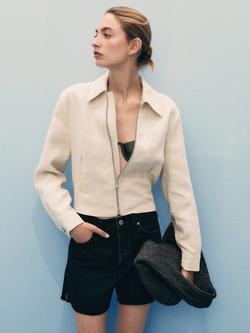 Mango Andy Button Fly Denim Shorts, Open Grey, Open Grey