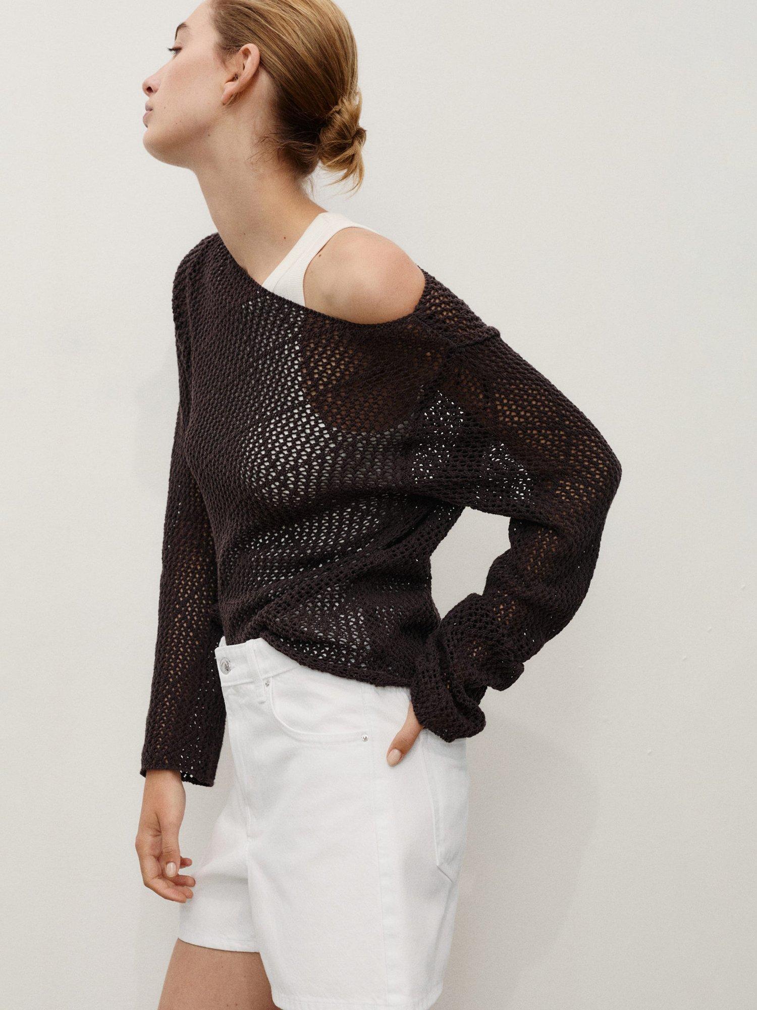 Product image 6 of 7, which shows Mango Zoey High Waist Denim Shorts, White, 6